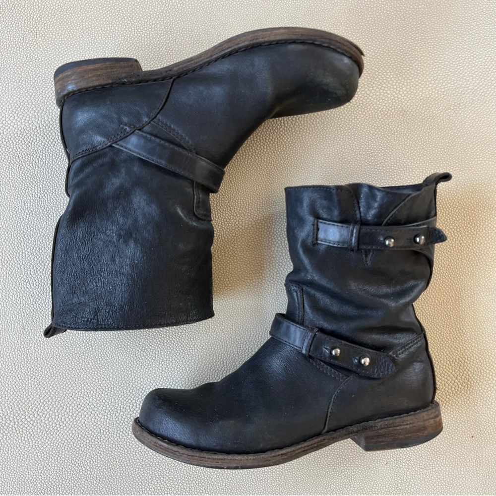 Women's Rag & Bone Black Leather Moto Boots US Size 7.5  /EU Size 37.5